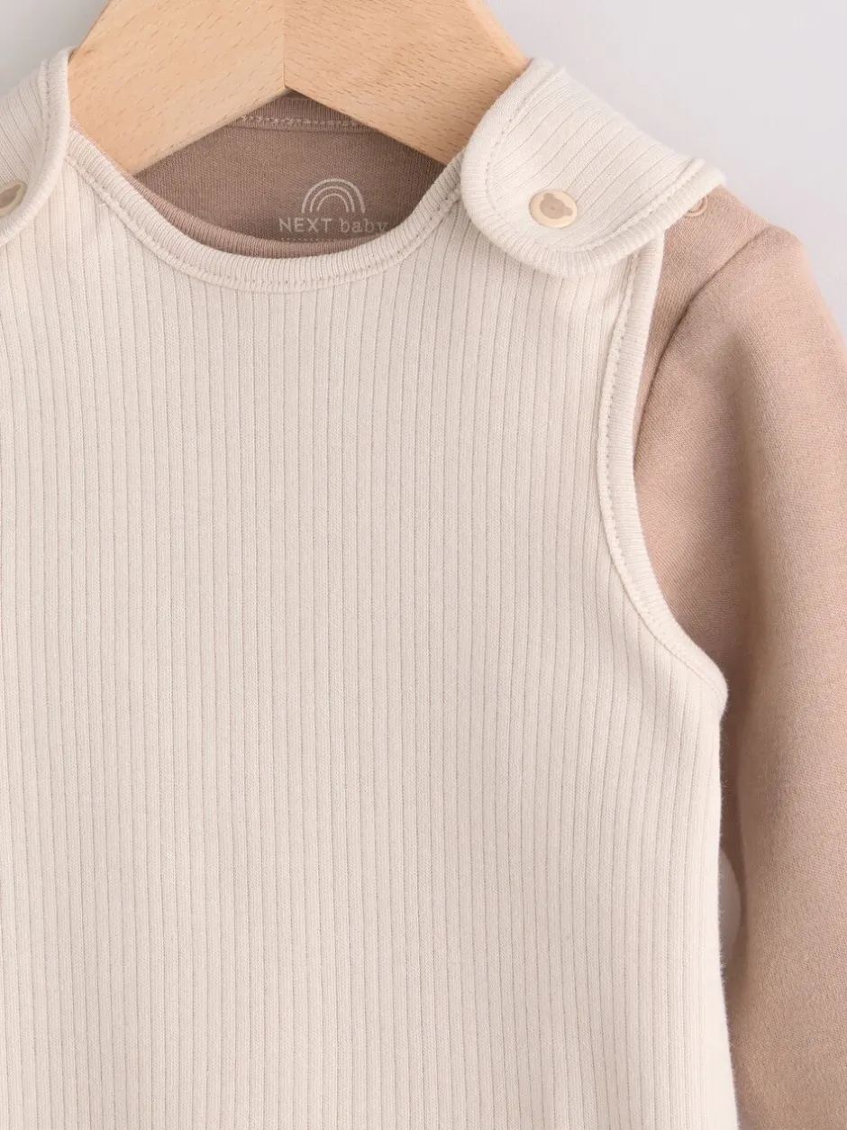 Rompertjes En Tuinbroeken|Tuinbroeken|Next Neutraal - Jersey tuinbroek en rompertje babyset (0mnd-2jr)