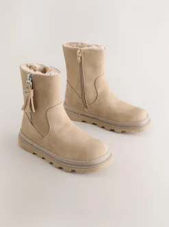 Boots|Next - Laarzen met kwastjes en gevoerd met imitatiebont Neutraal
