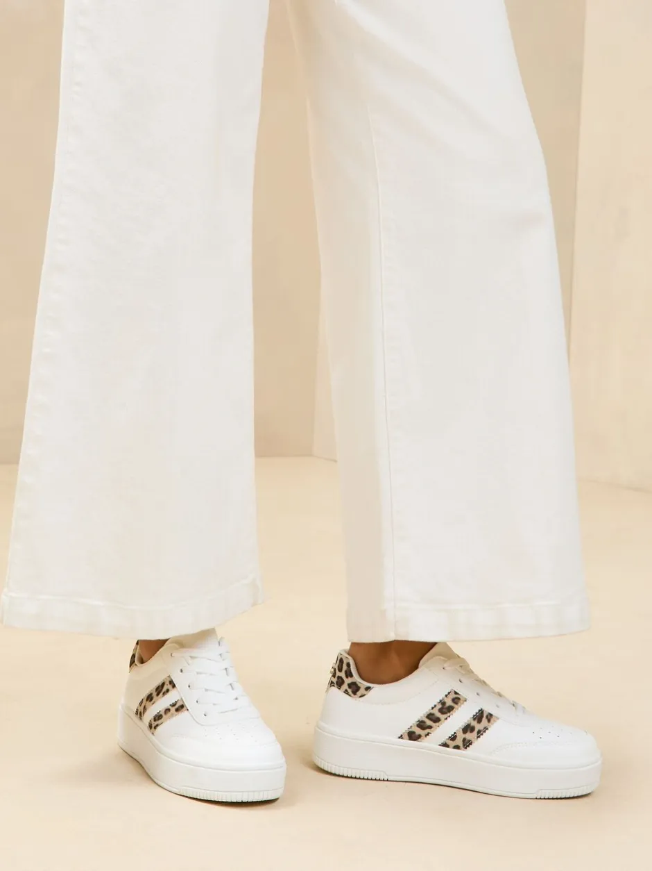 Sneakers|Lipsy Neutraal - Faux suède sportschoen met dikke zool