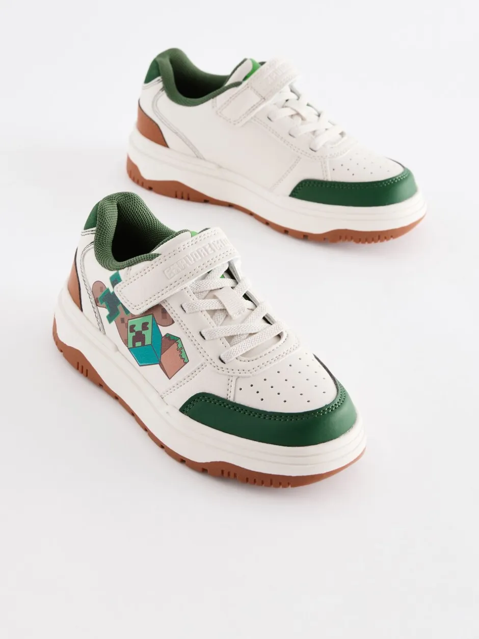 Sneakers*Next Neutraal - Minecraft sneakers met klittenband en elastische veters