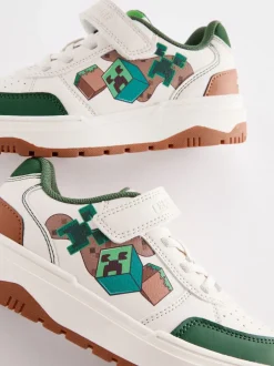 Sneakers*Next Neutraal - Minecraft sneakers met klittenband en elastische veters