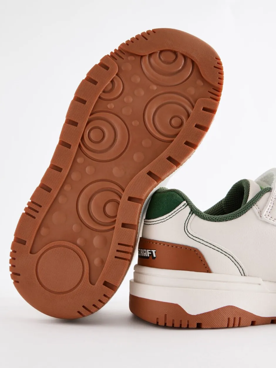 Sneakers*Next Neutraal - Minecraft sneakers met klittenband en elastische veters
