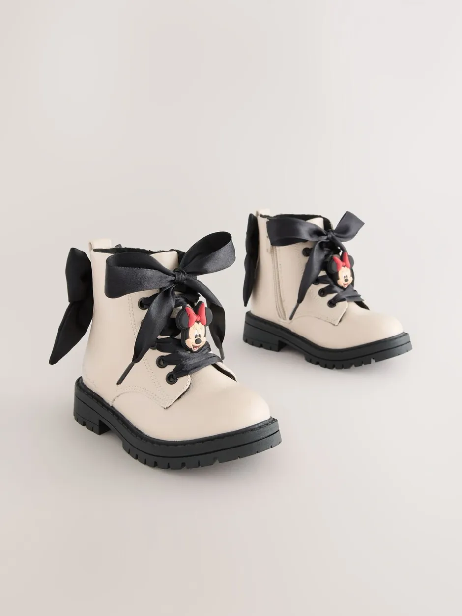 Boots|Next Neutraal - Minnie Mouse Bow Detail Lace Up Enkellaarsjes