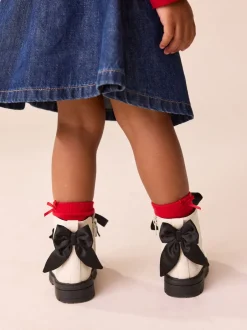 Boots|Next Neutraal - Minnie Mouse Bow Detail Lace Up Enkellaarsjes