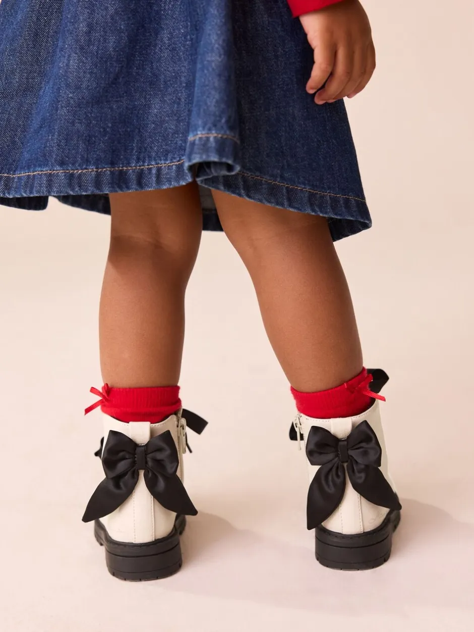Boots|Next Neutraal - Minnie Mouse Bow Detail Lace Up Enkellaarsjes