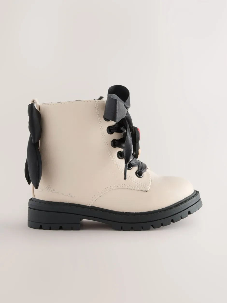 Boots|Next Neutraal - Minnie Mouse Bow Detail Lace Up Enkellaarsjes