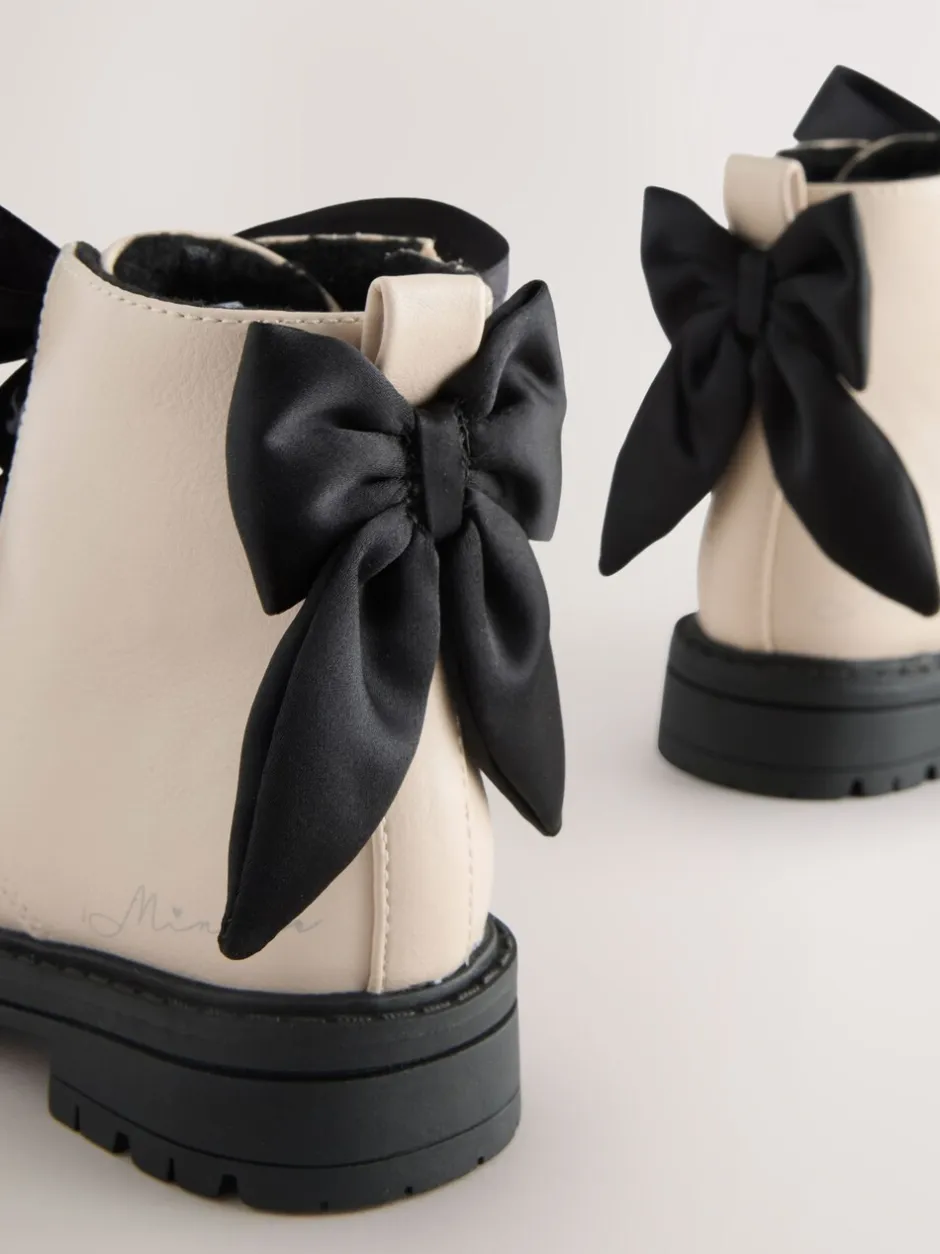 Boots|Next Neutraal - Minnie Mouse Bow Detail Lace Up Enkellaarsjes