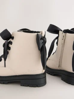 Boots|Next Neutraal - Minnie Mouse Bow Detail Lace Up Enkellaarsjes