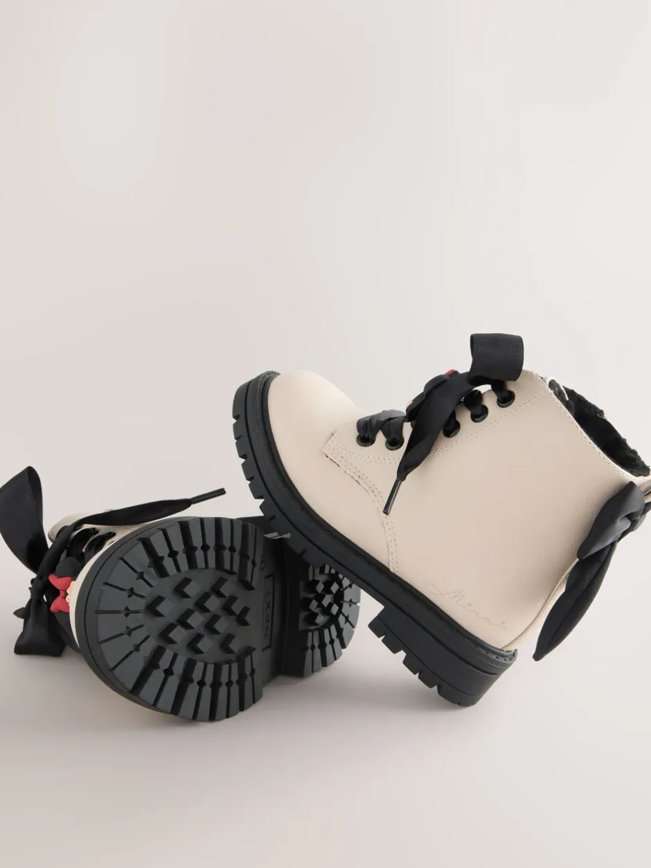 Boots|Next Neutraal - Minnie Mouse Bow Detail Lace Up Enkellaarsjes