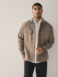 Blazers En Business-Jasjes|Next - Overshirt met twee zakken en wol Neutraal