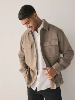Blazers En Business-Jasjes|Next - Overshirt met twee zakken en wol Neutraal