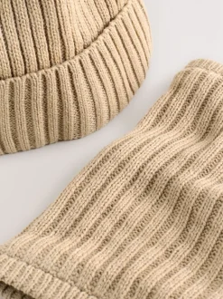 Mutsen, Handschoenen En Sjaals|Next - Pom Beanie Hat & Snood Set 2 Piece (1-16yrs) Neutraal