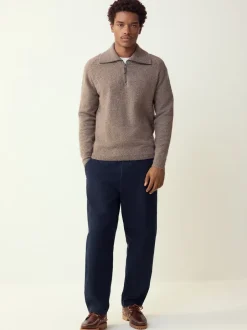 Gebreide Kleding*Next - Quarter Zip Neck Jumper with Wool Neutraal