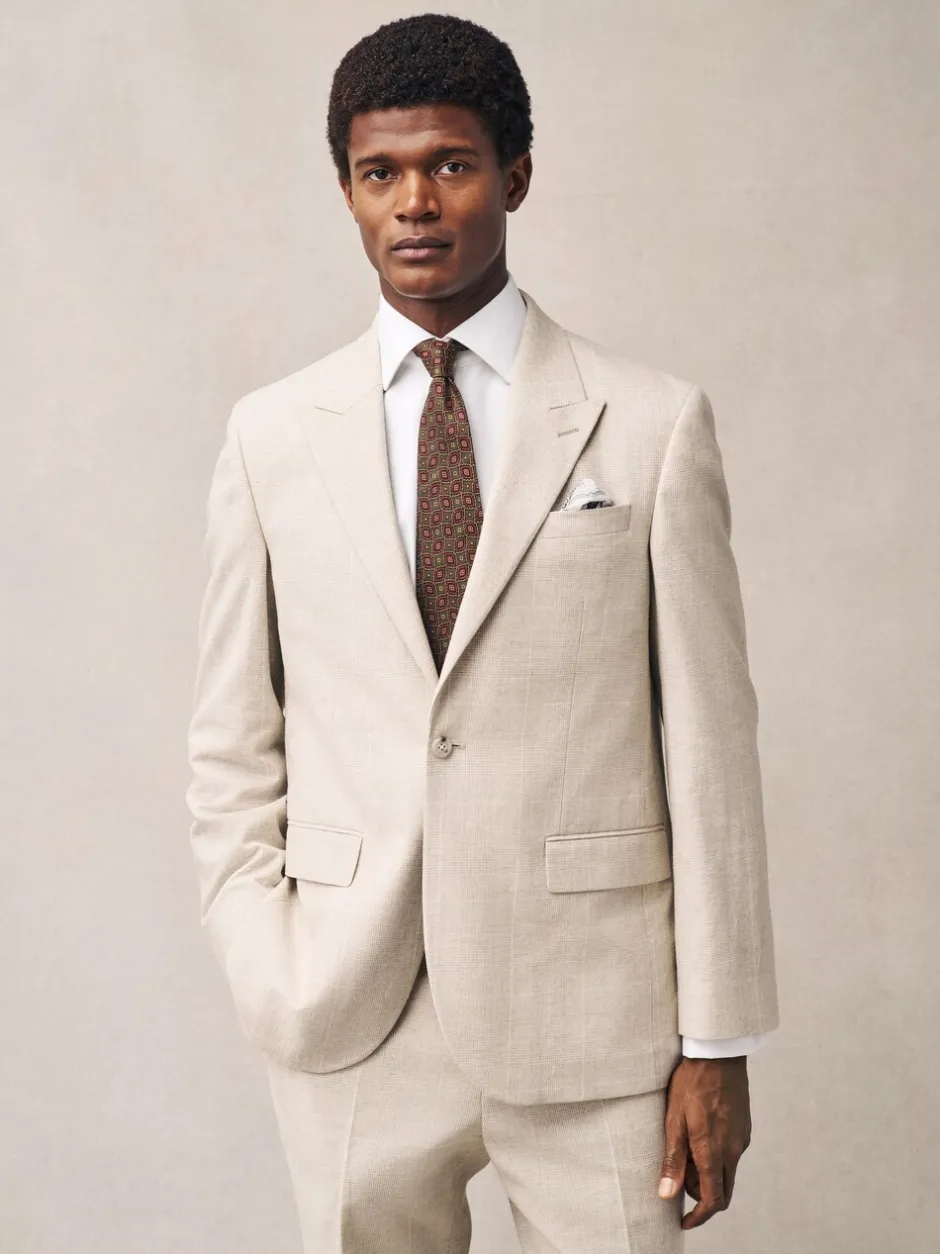 Blazers En Business-Jasjes|Pakken*Next Neutraal - Regular fit linnen blend geruit colbert