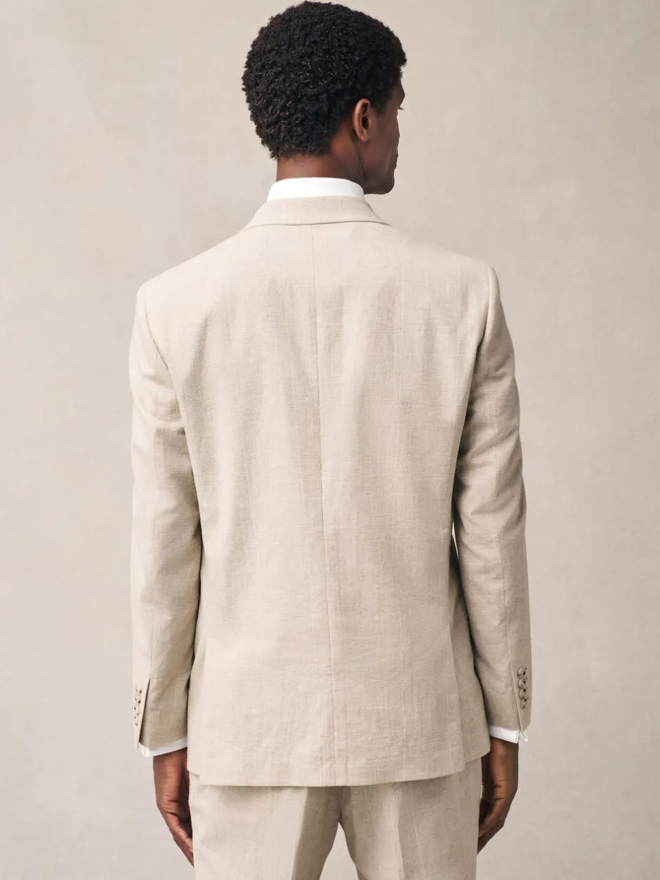 Blazers En Business-Jasjes|Pakken*Next Neutraal - Regular fit linnen blend geruit colbert