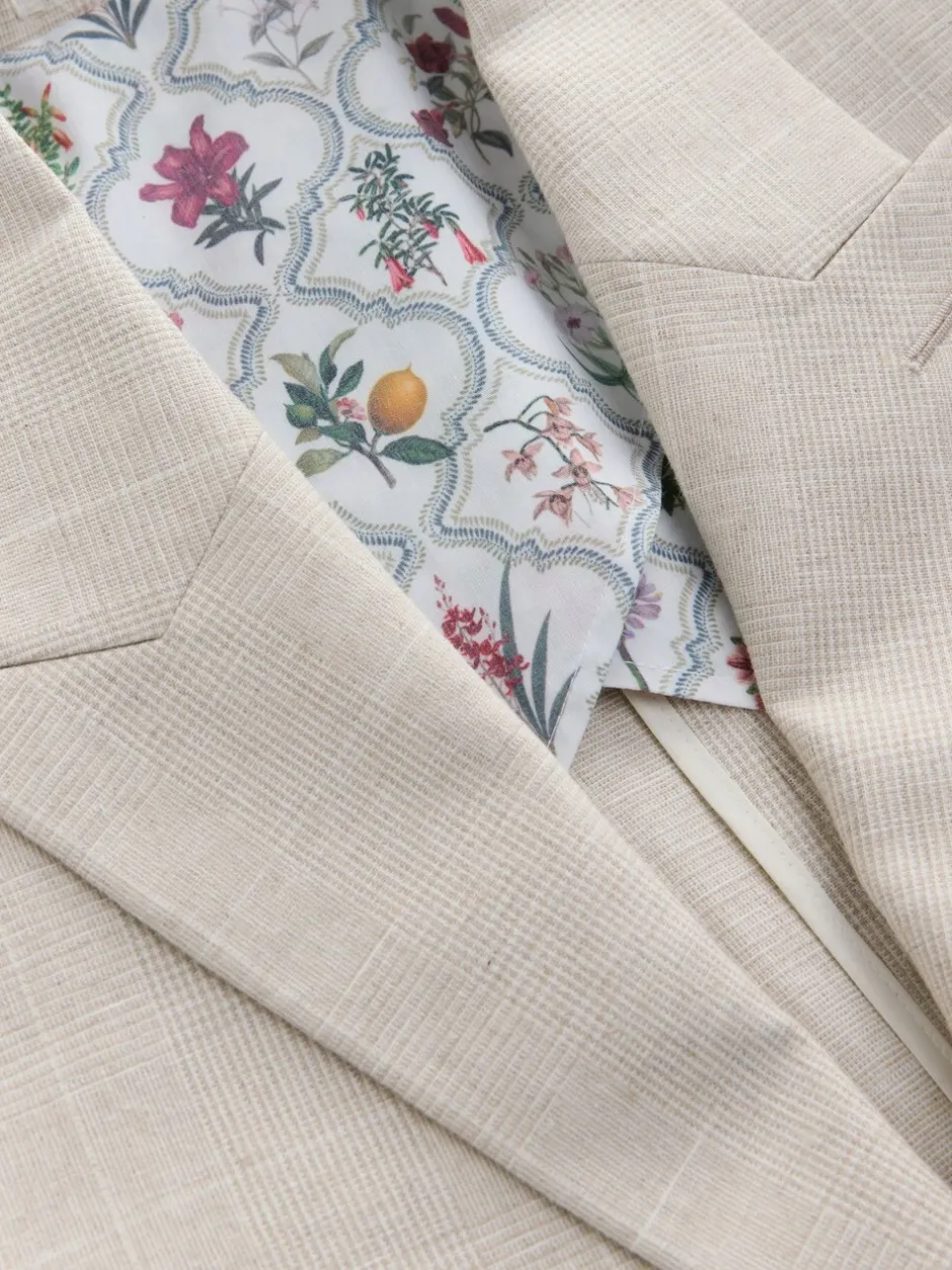 Blazers En Business-Jasjes|Pakken*Next Neutraal - Regular fit linnen blend geruit colbert