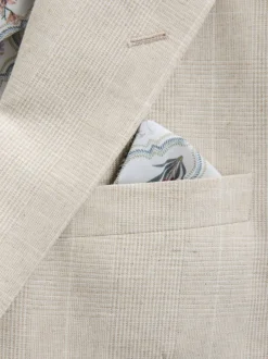 Blazers En Business-Jasjes|Pakken*Next Neutraal - Regular fit linnen blend geruit colbert