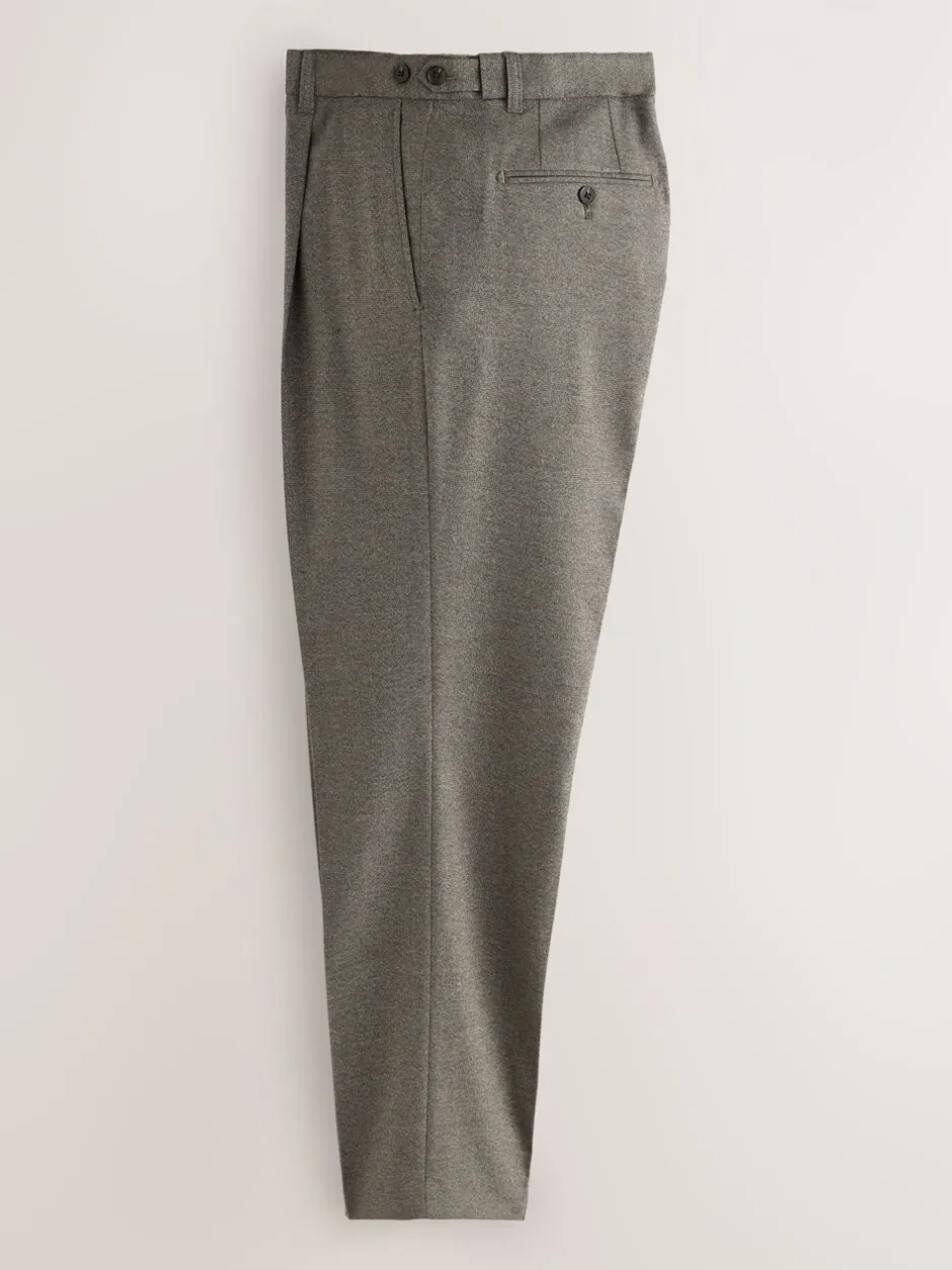 Formele Broek*Next - Regular Tapered Fit Smart Textured Soft Touch Trousers Neutraal