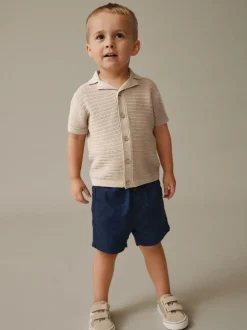 Gelegenheidskleding*Next - Revere Collar Short Sleeve Knitted Polo Shirt (3mths-7yrs) Neutraal
