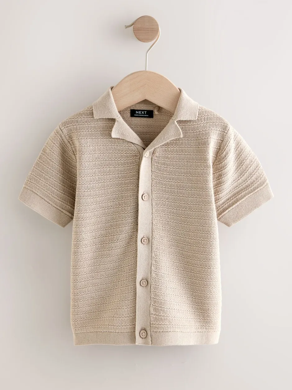 Gelegenheidskleding*Next - Revere Collar Short Sleeve Knitted Polo Shirt (3mths-7yrs) Neutraal