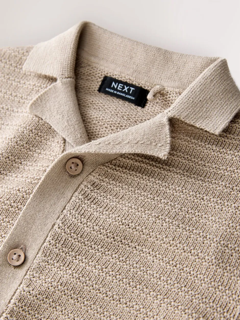 Gelegenheidskleding*Next - Revere Collar Short Sleeve Knitted Polo Shirt (3mths-7yrs) Neutraal