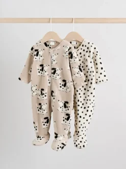 Babypakjes En Babypyjama's|Next - Set van 2 baby-onesies van microfleece met tweewegrits Neutraal