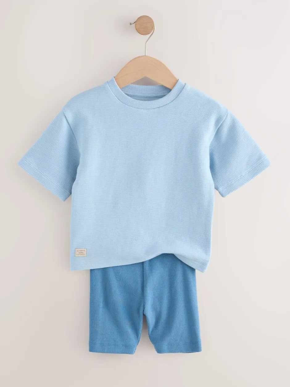 Shorts*Next Neutraal - Set van 3 T-shirts met textuur en korte mouwen & fietsbroeken (3mnd-7jr)