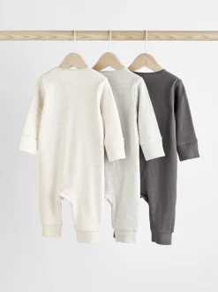 Multipacks|Babypakjes En Babypyjama's|Next Neutraal - Set van 3 voetloze babypyjama's met 2-weg rits van 100% katoen (0 mnd - 3 jr)