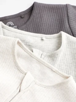 Multipacks|Babypakjes En Babypyjama's|Next Neutraal - Set van 3 voetloze babypyjama's met 2-weg rits van 100% katoen (0 mnd - 3 jr)