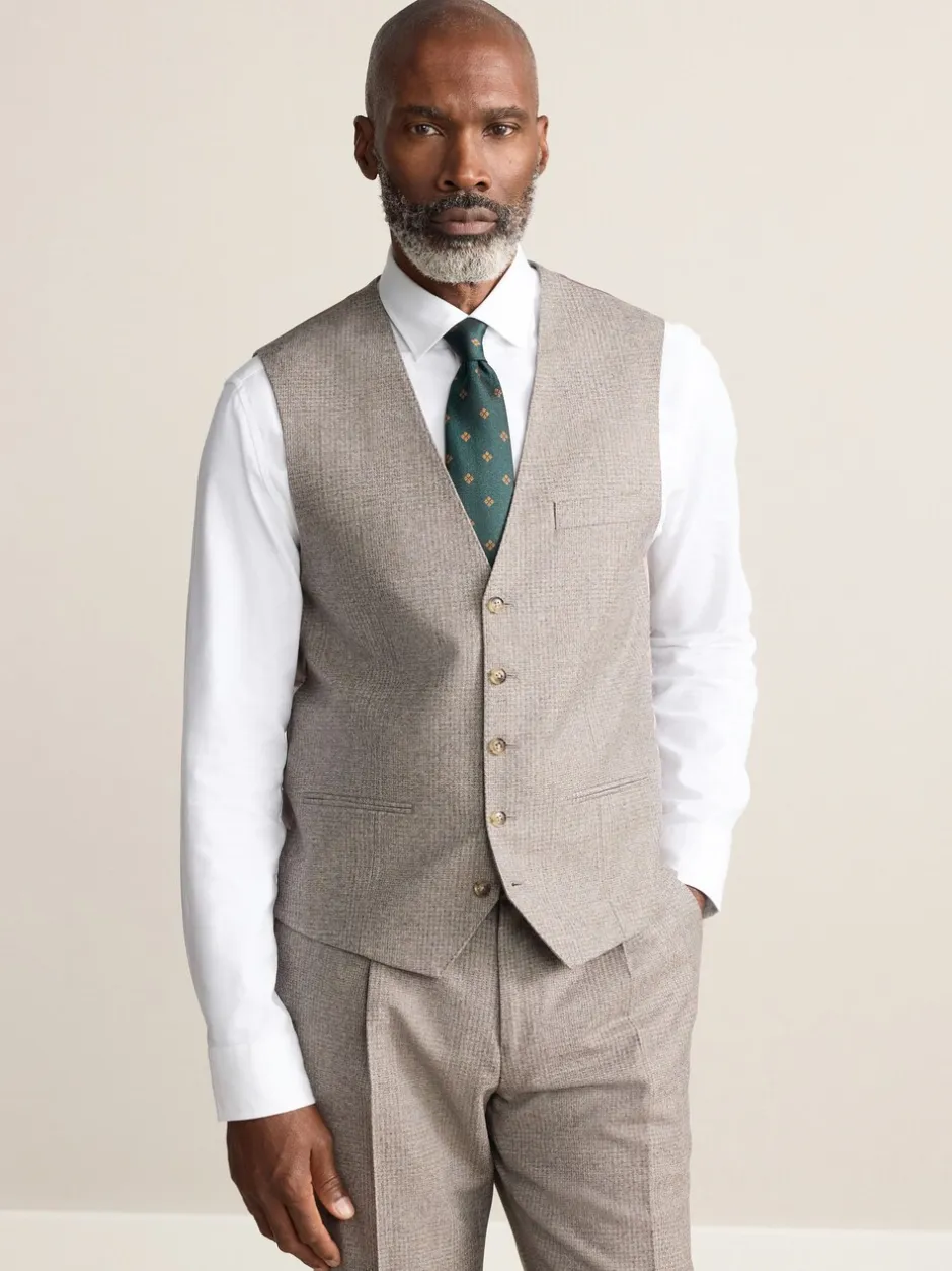 Vesten*Next Neutraal - Signature Marzotto 100% Italiaans wollen Pak met ruitpatroon: gilet