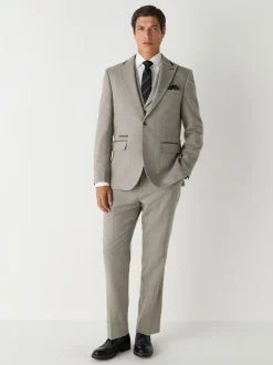 Vesten|Next Neutraal - Slim Fit Nova Fides Italian Wool Blend Trimmed Textured Suit Waistcoat