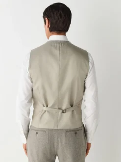 Vesten|Next Neutraal - Slim Fit Nova Fides Italian Wool Blend Trimmed Textured Suit Waistcoat