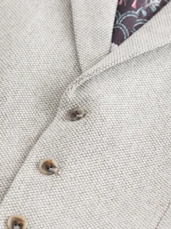 Vesten|Next Neutraal - Slim Fit Nova Fides Italian Wool Blend Trimmed Textured Suit Waistcoat