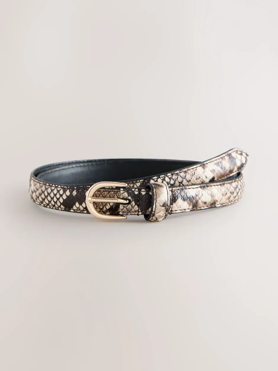 Ceintuurs*Next Neutraal - Snake Effect Skinny Leather Belt