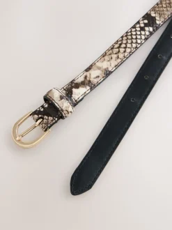 Ceintuurs*Next Neutraal - Snake Effect Skinny Leather Belt