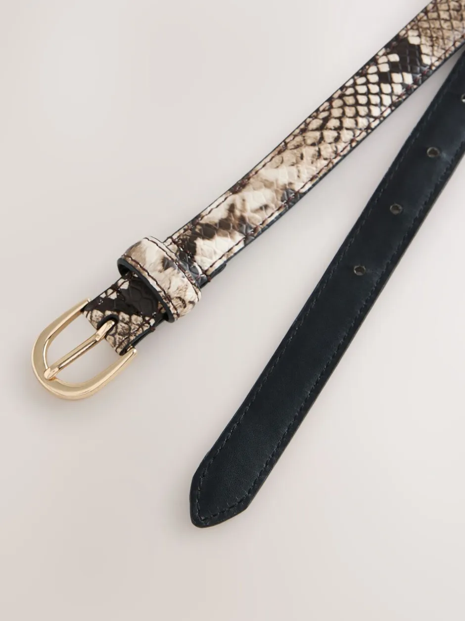 Ceintuurs*Next Neutraal - Snake Effect Skinny Leather Belt