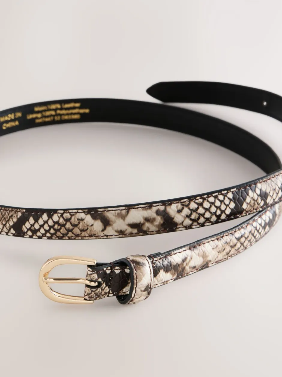 Ceintuurs*Next Neutraal - Snake Effect Skinny Leather Belt