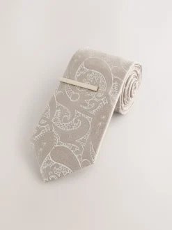 Stropdassen En Pochets|Next - Stropdas met paisleymotief en stropdas Neutraal