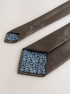 Stropdassen En Pochets*Next Neutraal - Stropdas met textuur en dasspeld