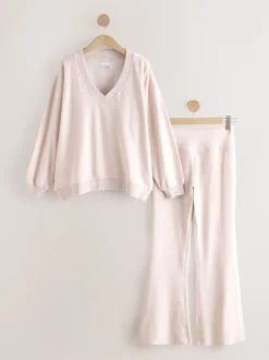 Loungewear|Next - STUDIO Fleece Tunic & Joggers Set Neutraal