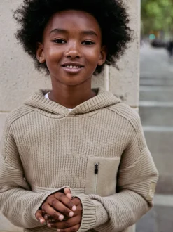 Truien En Breisels|Sweaters En Hoody´S|Next Neutraal - Utility gebreide hoodie (3-16jr)
