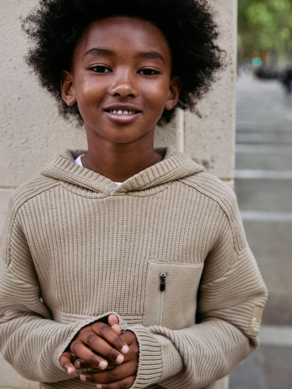 Truien En Breisels|Sweaters En Hoody´S|Next Neutraal - Utility gebreide hoodie (3-16jr)