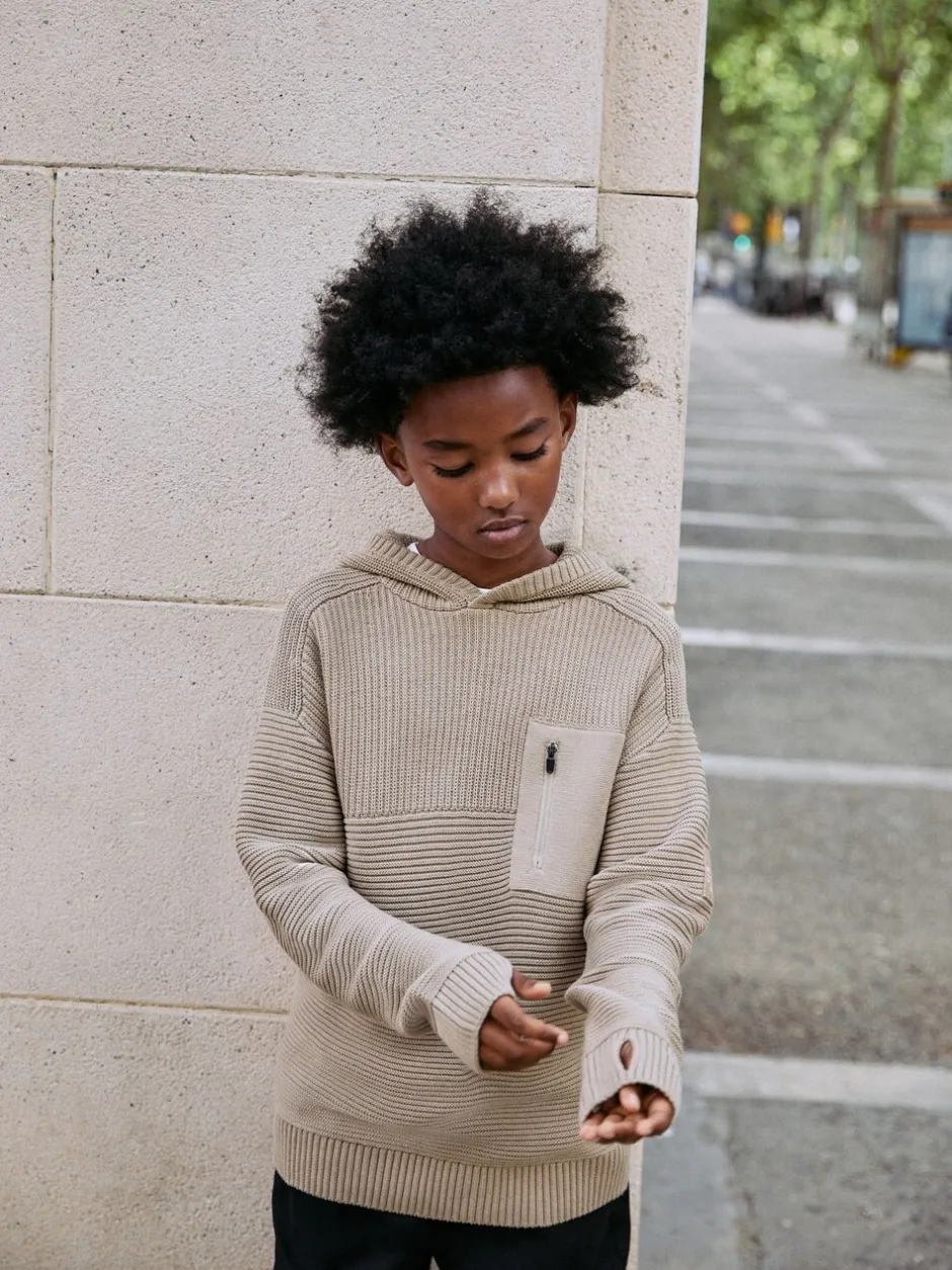 Truien En Breisels|Sweaters En Hoody´S|Next Neutraal - Utility gebreide hoodie (3-16jr)