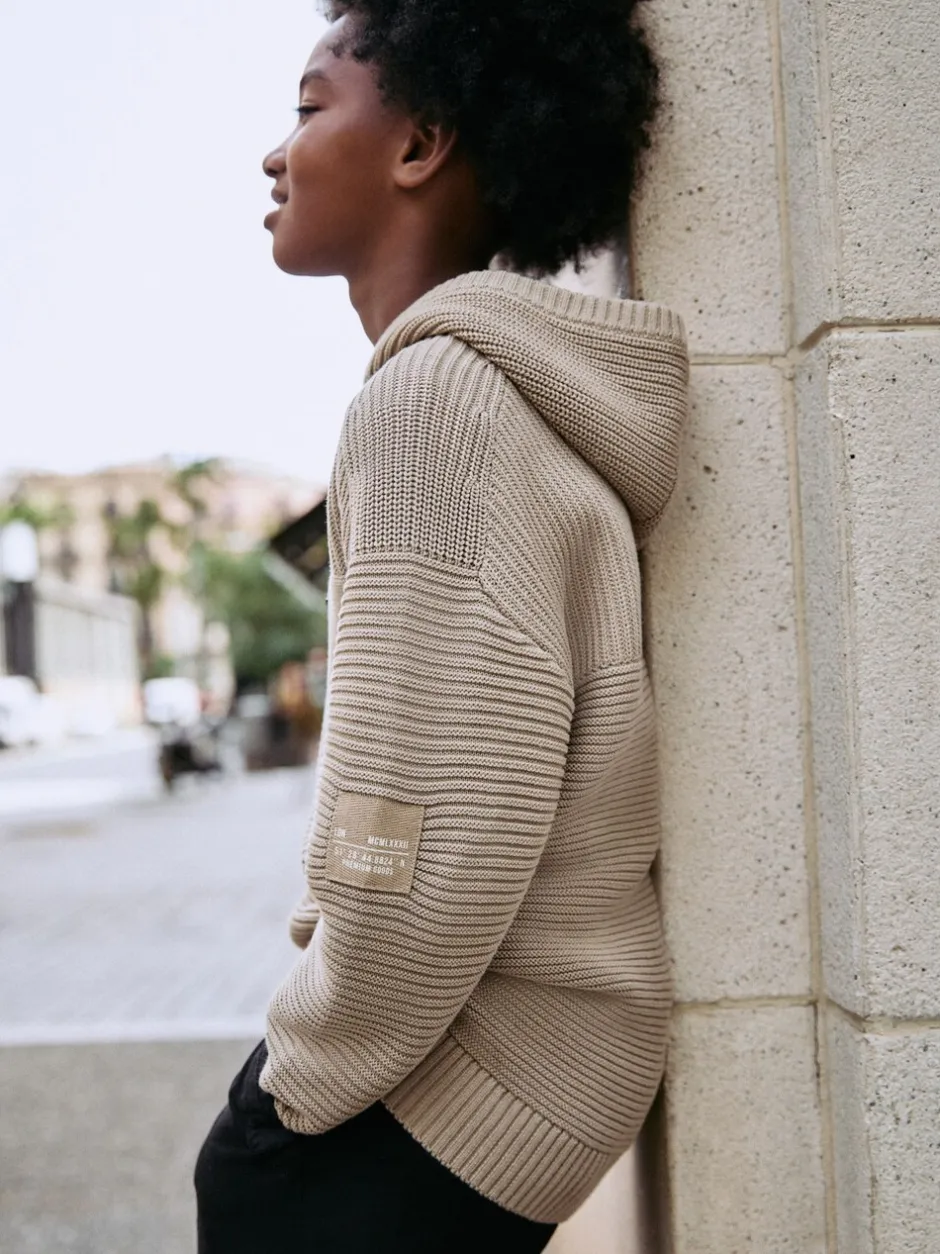 Truien En Breisels|Sweaters En Hoody´S|Next Neutraal - Utility gebreide hoodie (3-16jr)