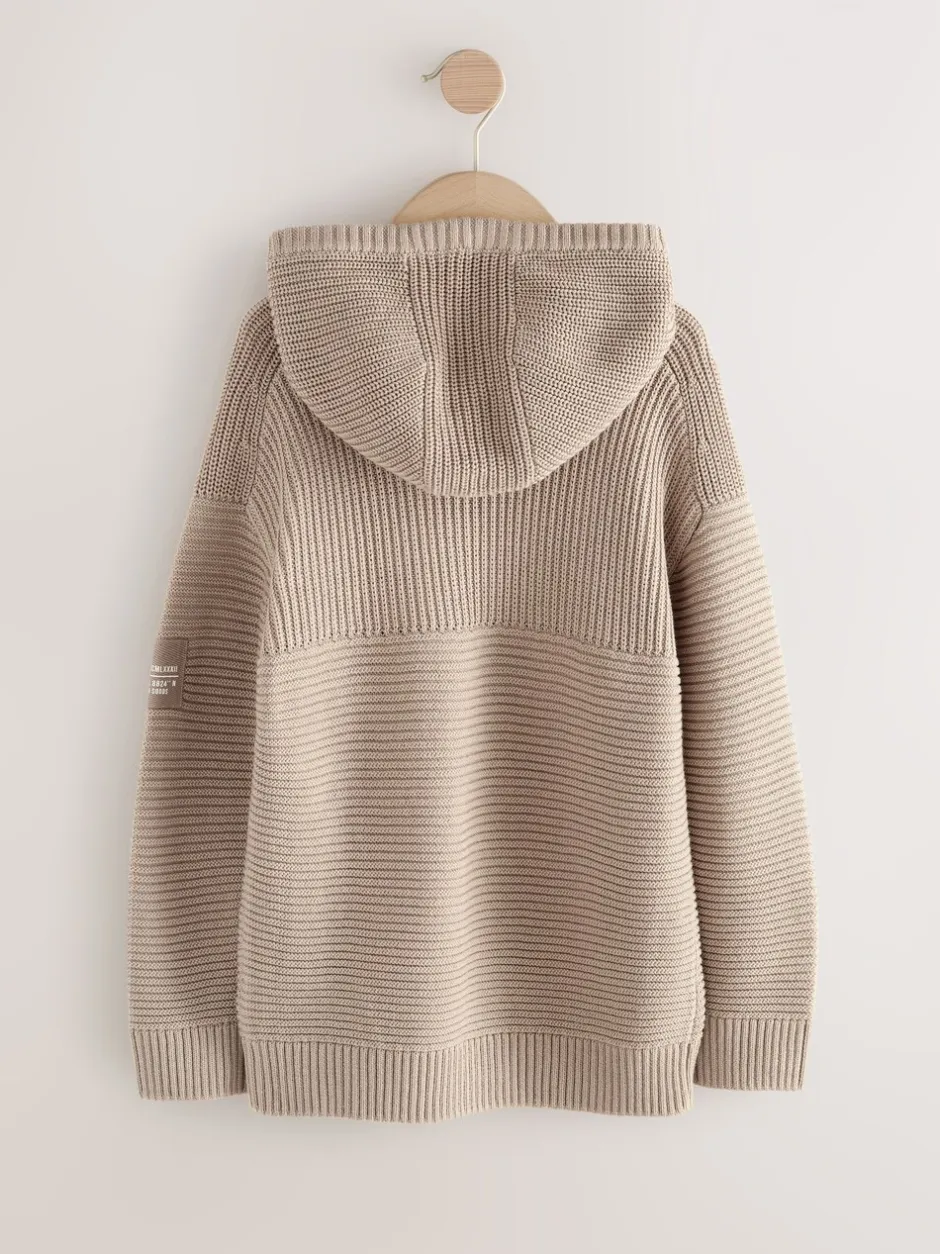 Truien En Breisels|Sweaters En Hoody´S|Next Neutraal - Utility gebreide hoodie (3-16jr)
