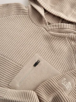 Truien En Breisels|Sweaters En Hoody´S|Next Neutraal - Utility gebreide hoodie (3-16jr)