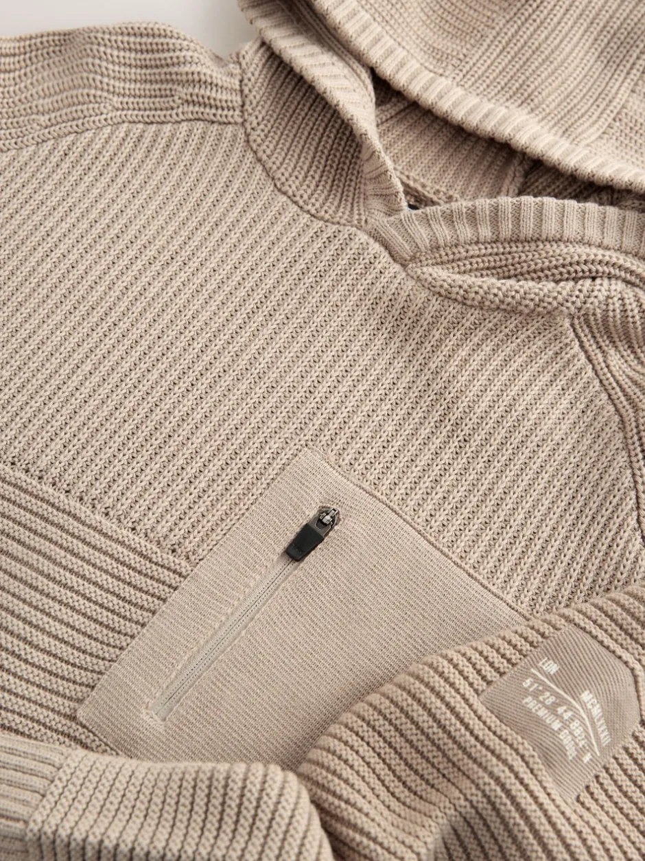 Truien En Breisels|Sweaters En Hoody´S|Next Neutraal - Utility gebreide hoodie (3-16jr)