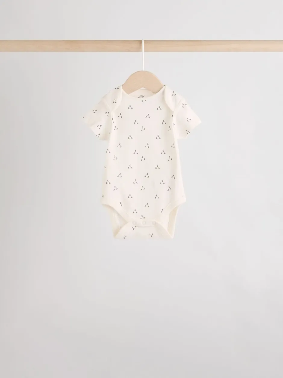Rompertjes En Hemdjes|Rompertjes En Hemdjes*Next Neutraal - Verpakking van 5 babyrompertjes met korte mouw van 100% katoen