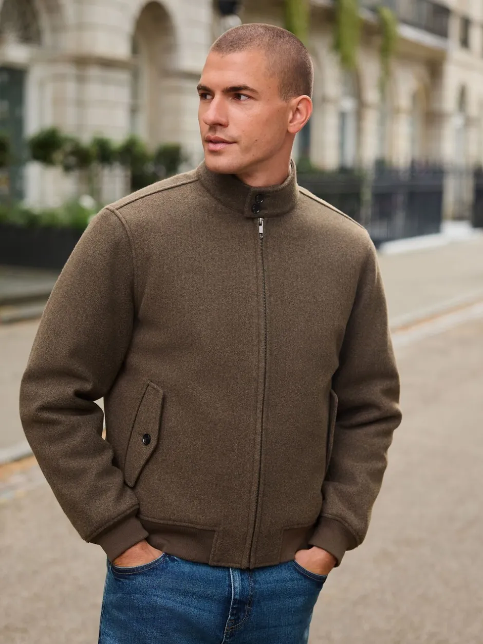 Jassen En Jacks*Next Neutraal - Wool Look Borg Lined Harrington Jacket