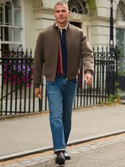 Jassen En Jacks*Next Neutraal - Wool Look Borg Lined Harrington Jacket